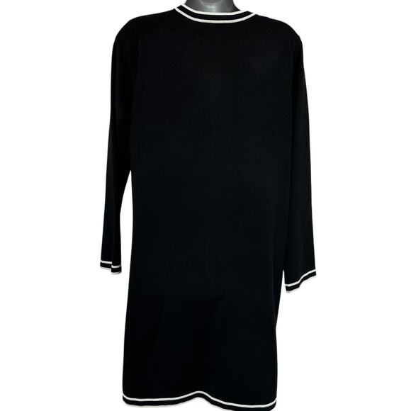 Karl Lagerfeld Paris Cardigan Sweater Dress Black White Women's PL Petite Large - Picture 9 of 10